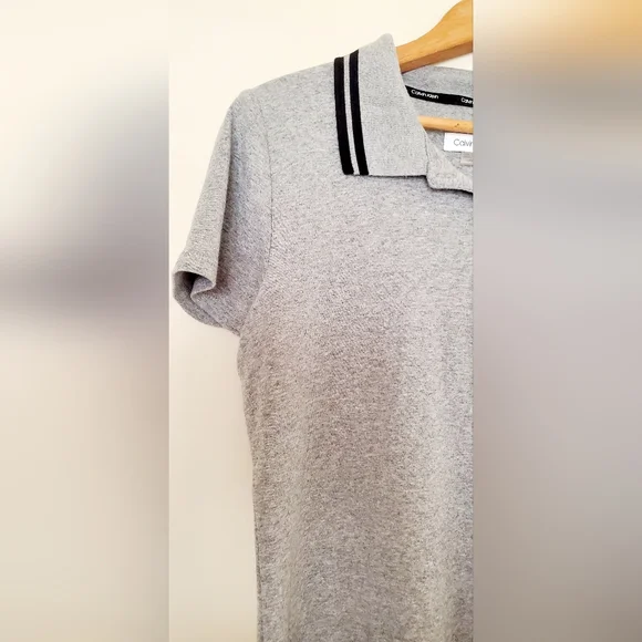 Calvin Klein gray collared short-sleeve shirt dress - Picture 5 of 6